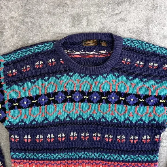 Vintage Eddie Bauer Sweater Women's L Bold Patterned Outdoor Layers - Picture 2 of 16